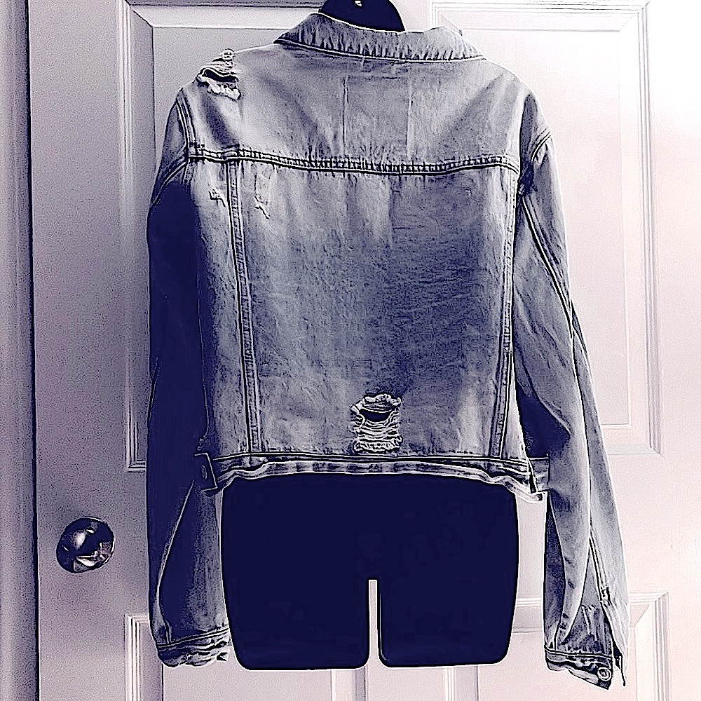 🔴 CLEARANCE🔖 ANGEL KISS EMBROIDERED STARS RIPPED DESTROYED DENIM JEAN JACKET 1X - Picture 3 of 12